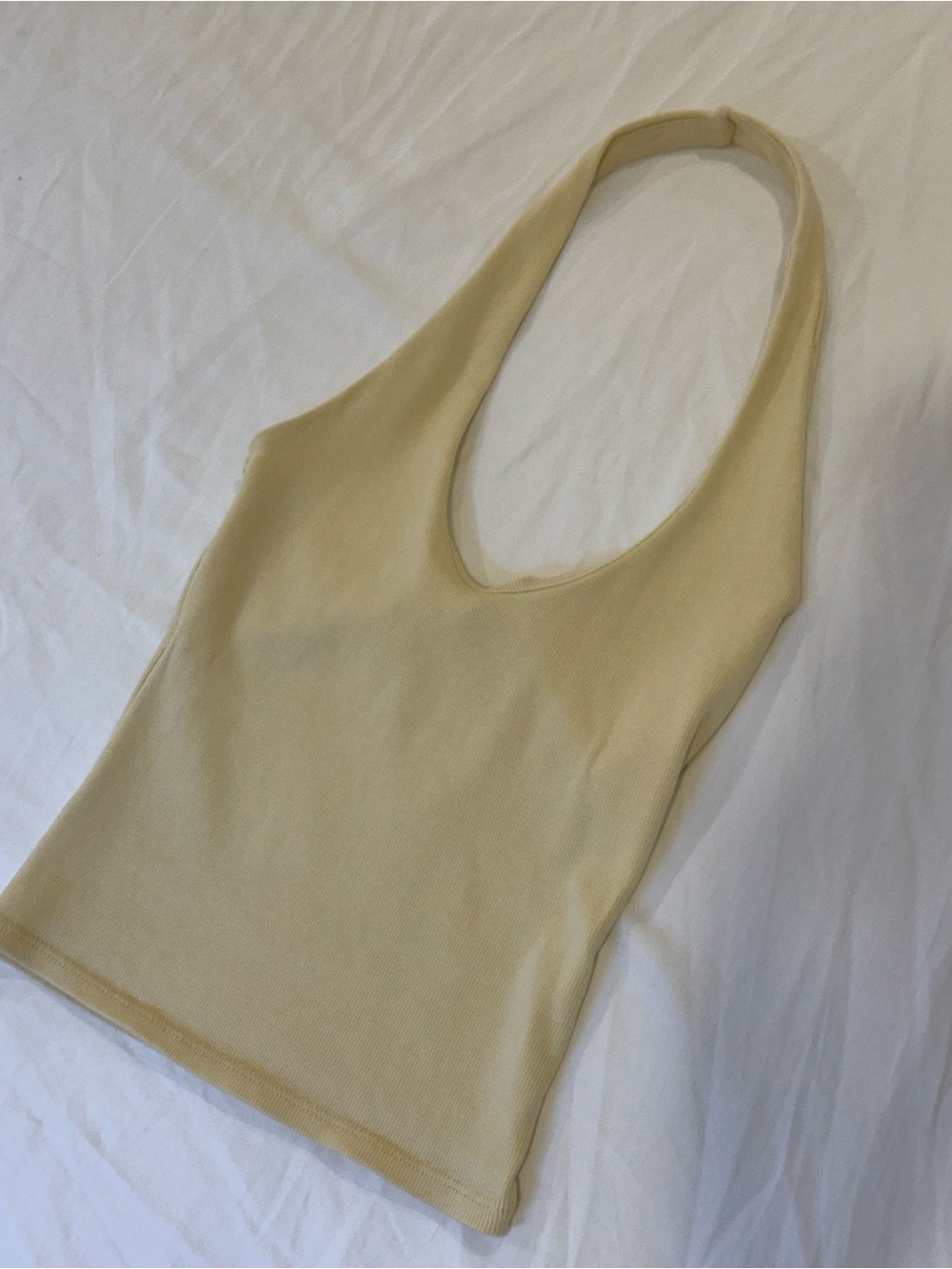Zara Pale Yellow Halter Ribbed Tank - Picture 2 of 4